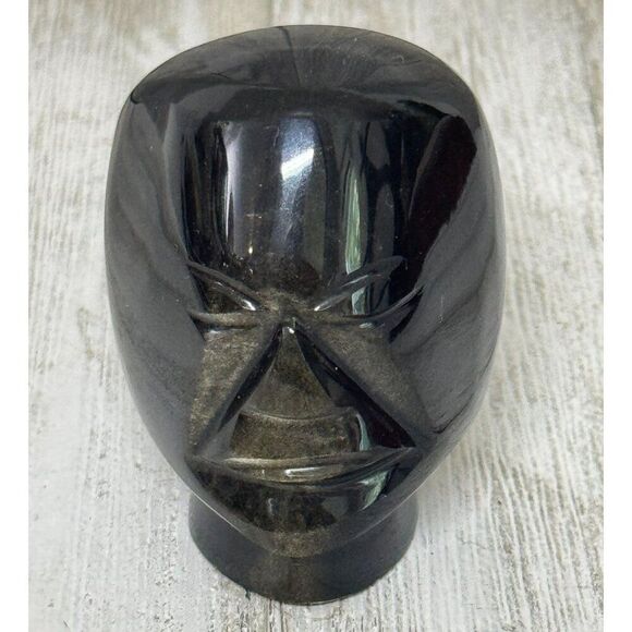 Vintage Mexican Black Obsidian Hand Carved Head - Picture 3 of 8